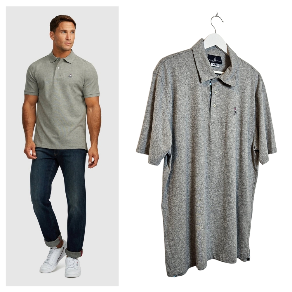Psycho Bunny Gray Pima Cotton Polo Shirt XL Old Money Preppy Y2K Luxury